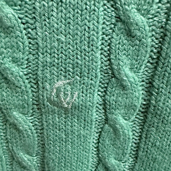 VTG Gloria Vanderbilt Mint Cable Knit Crewneck Fisherman Apres Ski Sweater - Picture 4 of 5